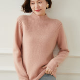 Half Turtleneck Pullover Versatile Cashmere Sweater for Women